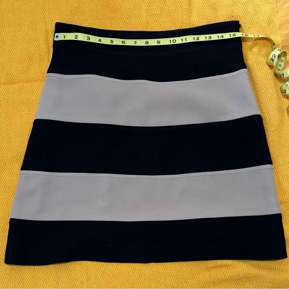 KATE SPADE wool blend STRIPED A LINE SKIRT mini black & tan SIZE 10
